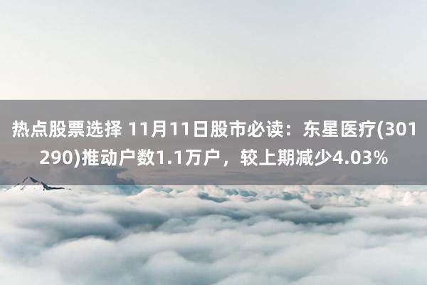 热点股票选择 11月11日股市必读：东星医疗(301290)推动户数1.1万户，较上期减少4.03%