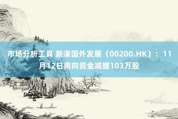 市场分析工具 新濠国外发展（00200.HK）：11月12日南向资金减握103万股