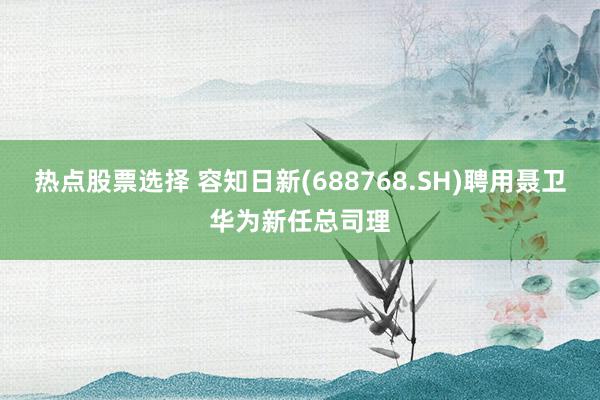 热点股票选择 容知日新(688768.SH)聘用聂卫华为新任总司理