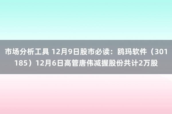 市场分析工具 12月9日股市必读：鸥玛软件（301185）12月6日高管唐伟减握股份共计2万股