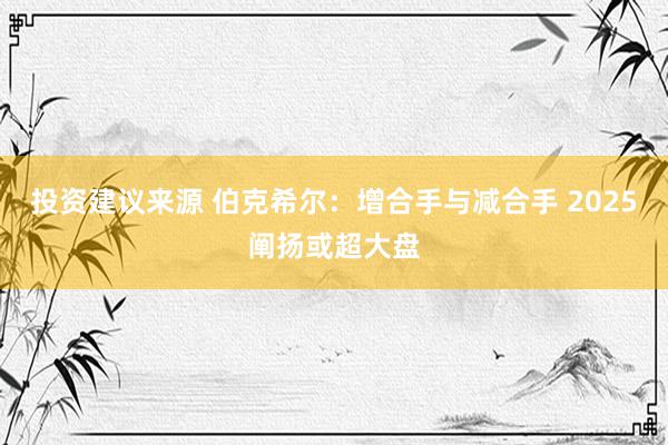 投资建议来源 伯克希尔：增合手与减合手 2025阐扬或超大盘