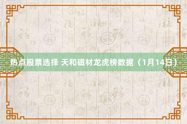 热点股票选择 天和磁材龙虎榜数据（1月14日）