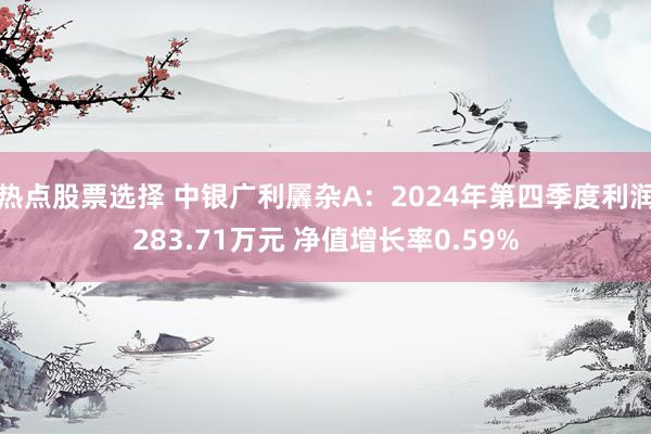 热点股票选择 中银广利羼杂A：2024年第四季度利润283.71万元 净值增长率0.59%