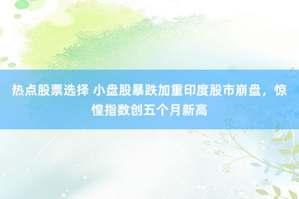 热点股票选择 小盘股暴跌加重印度股市崩盘，惊惶指数创五个月新高