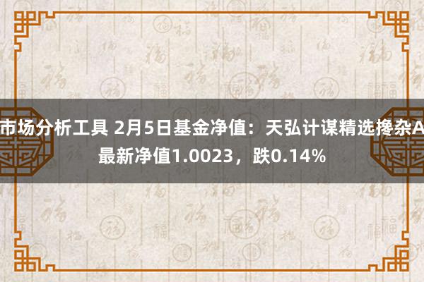 市场分析工具 2月5日基金净值：天弘计谋精选搀杂A最新净值1.0023，跌0.14%