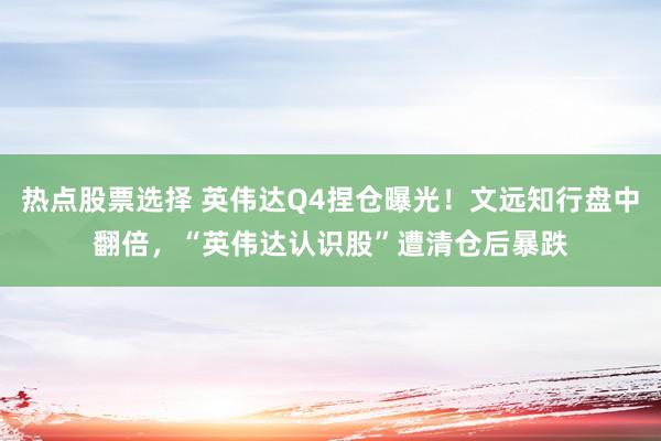 热点股票选择 英伟达Q4捏仓曝光！文远知行盘中翻倍，“英伟达认识股”遭清仓后暴跌