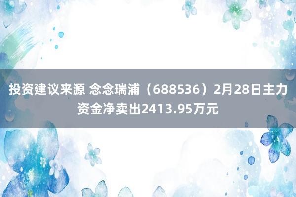 投资建议来源 念念瑞浦（688536）2月28日主力资金净卖出2413.95万元