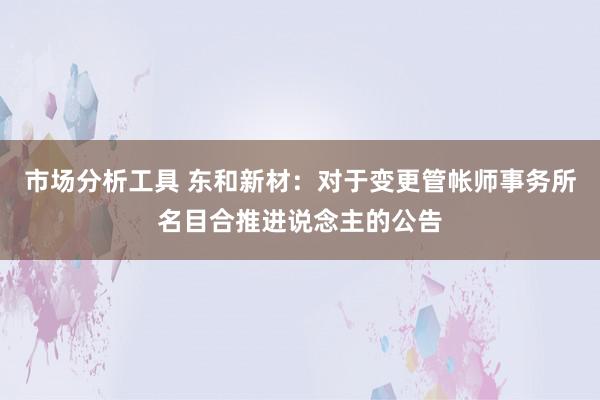 市场分析工具 东和新材：对于变更管帐师事务所名目合推进说念主的公告