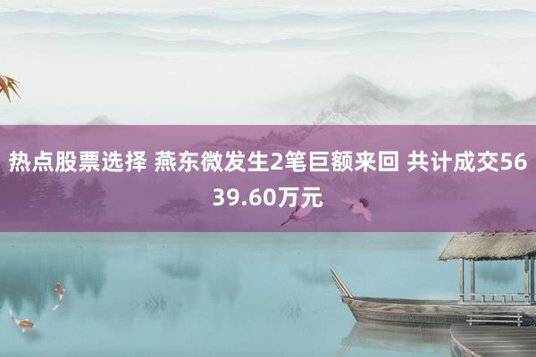 热点股票选择 燕东微发生2笔巨额来回 共计成交5639.60万元